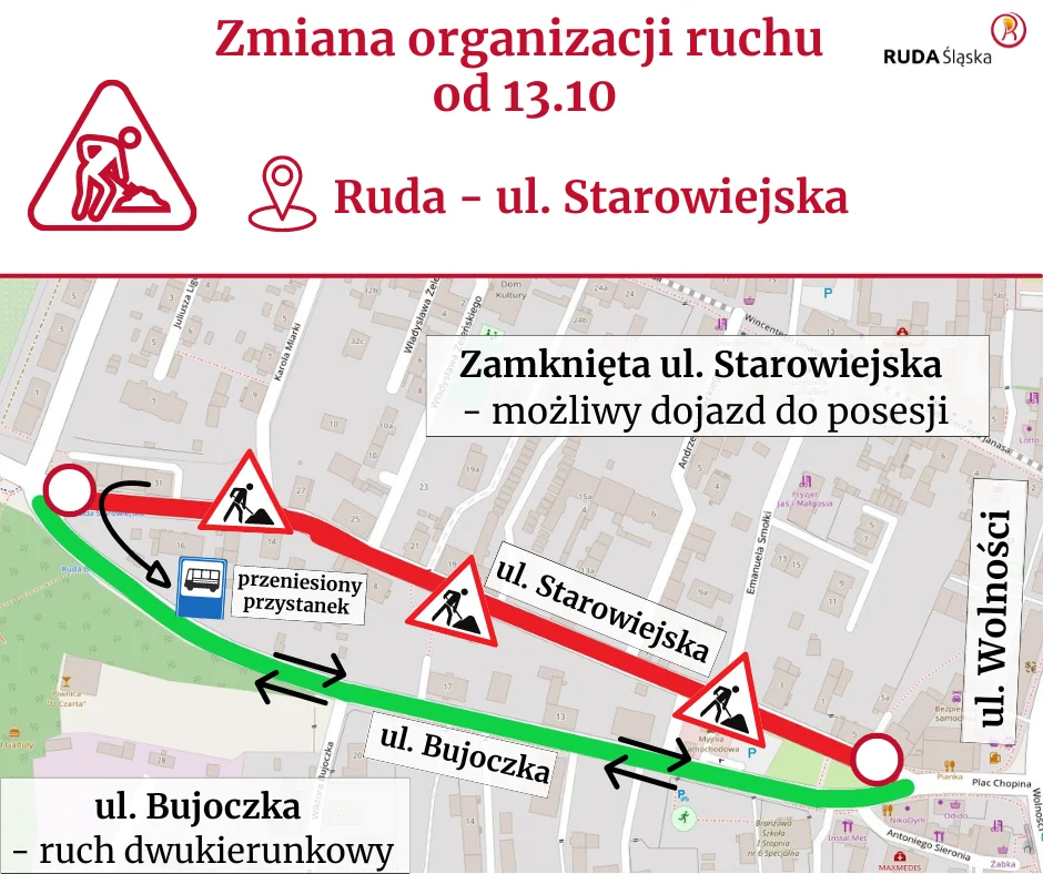 Uwaga kierowcy! Od czwartku zamknięta ul. Starowiejska