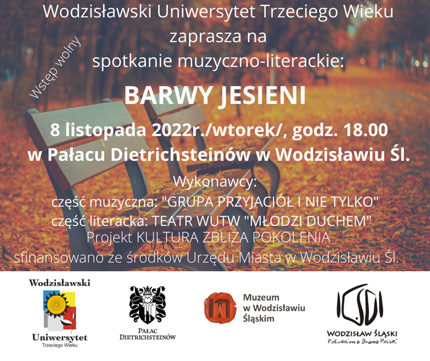 "Barwy Jesieni" w Wodzisławiu. Weź udział w spotkaniu muzyczno-literackim