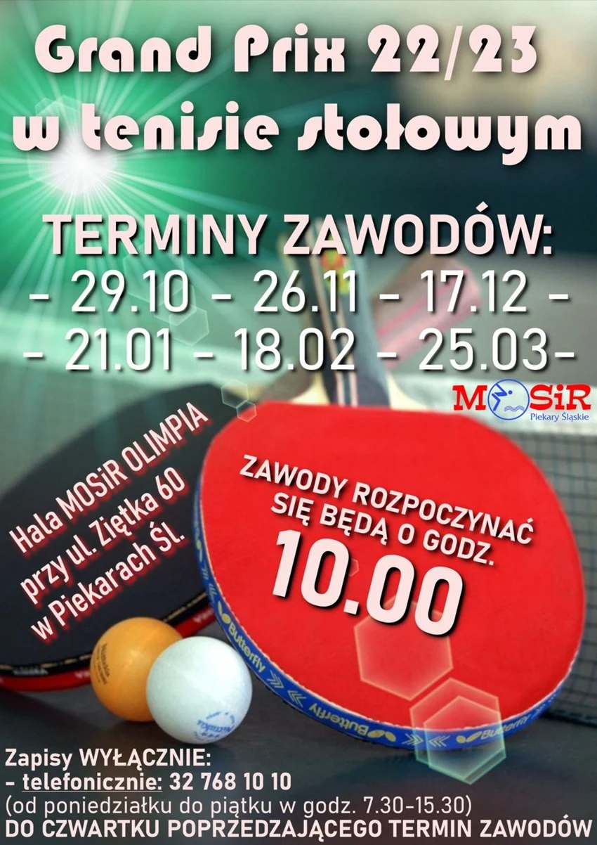 Grand Prix Piekar Śląskich w Tenisie Stołowym. Sprawdź terminy turniejów!