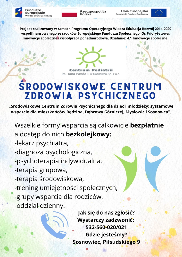 Skorzystaj z pomocy Środowiskowego Centrum Zdrowia Psychicznego dla Dzieci i Młodzieży