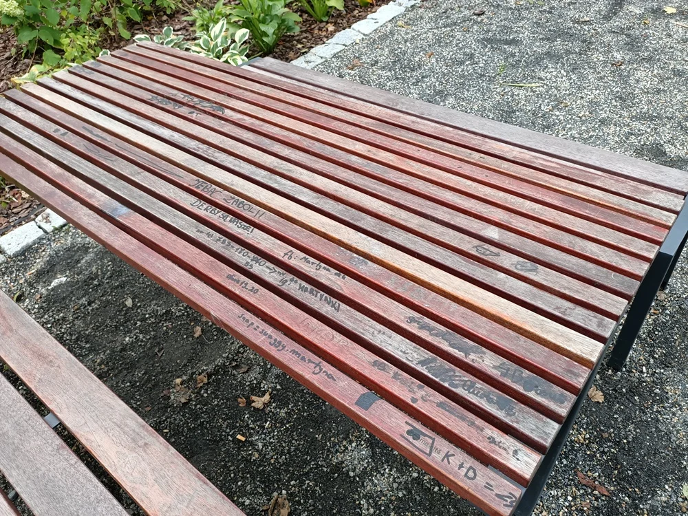 Zniszczone ławki i kosze na śmieci na terenie parku dworskiego w Nowym Bytomiu [FOTO]