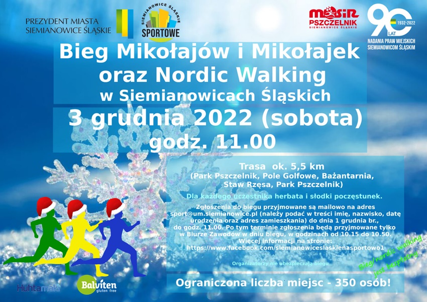 XVII Bieg Mikołajów i Mikołajek oraz Nordic Walking. Zgłoś swoje uczestnictwo!