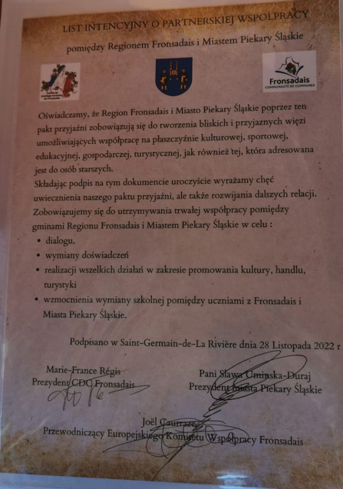 Podpisano list intencyjny o współpracy. Nowy zagraniczny partner Piekar Śląskich