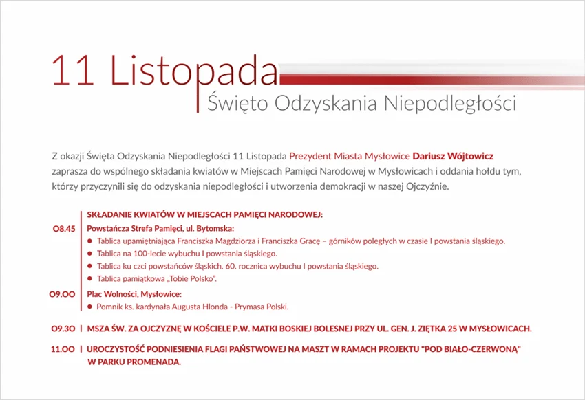 11 Listopada. Święto Niepodległości w Mysłowicach