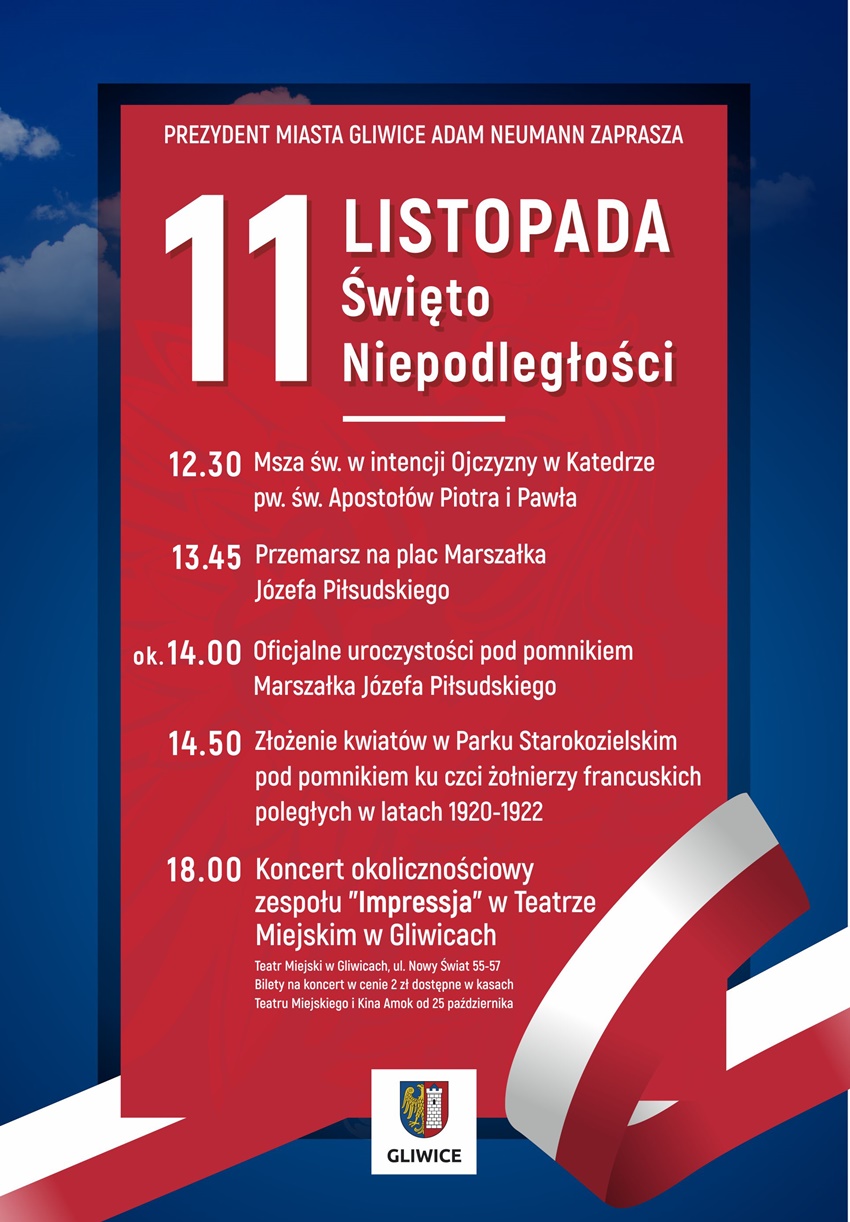 Narodowe Święto Niepodległości. Świętujmy razem w Gliwicach!