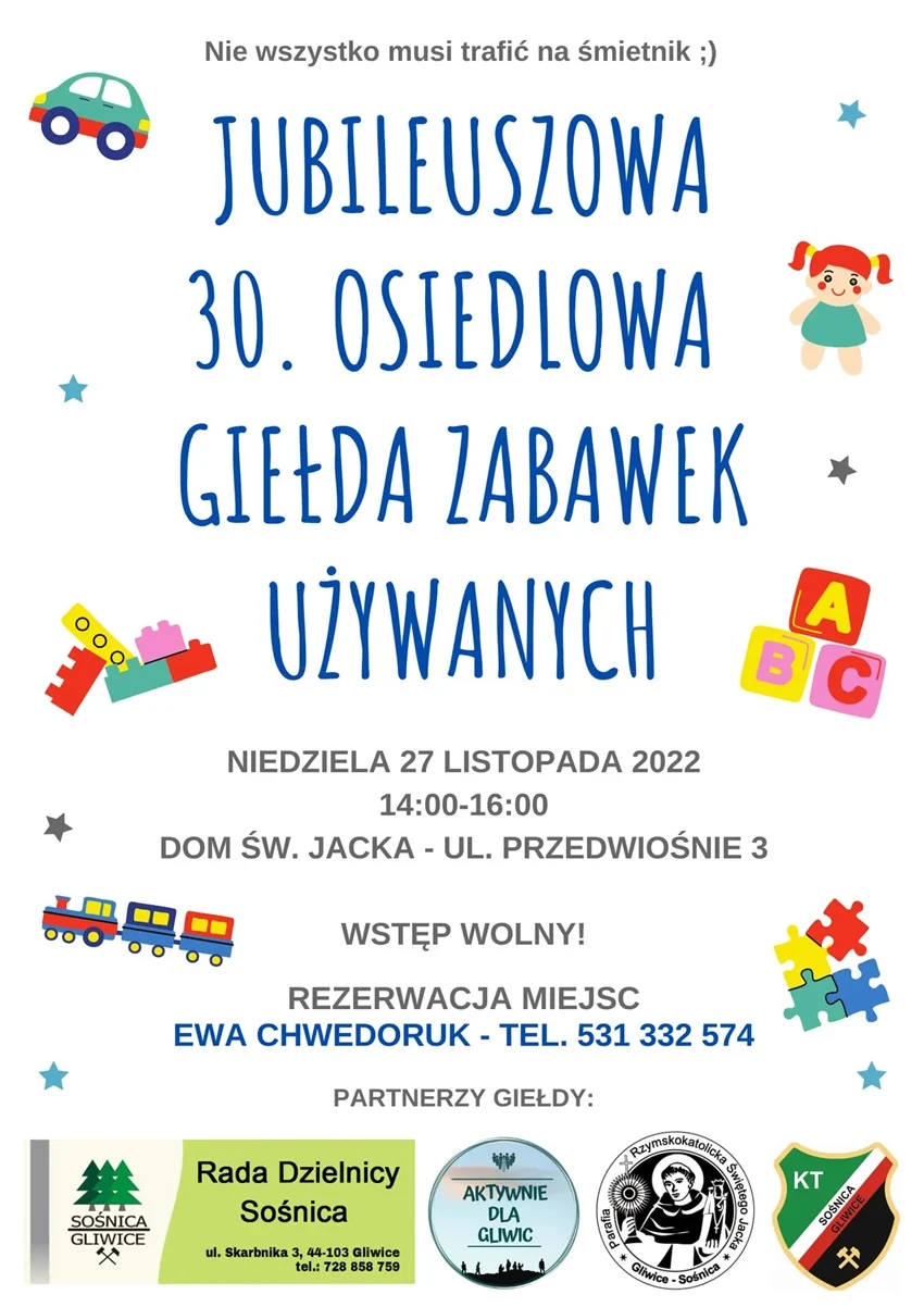 Jubileuszowa 30. Osiedlowa Giełda Zabawek Używanych w Gliwicach