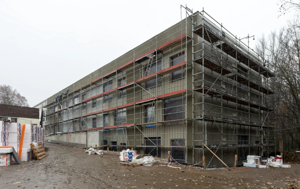 Budowa nowego przedszkola w Miechowicach idzie pełną parą. Budynek w stanie surowym