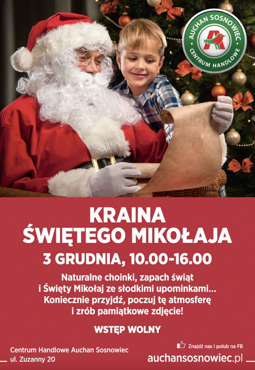 Spotkaj się z Mikołajem. Przedświąteczne spotkanie w Auchan Sosnowiec