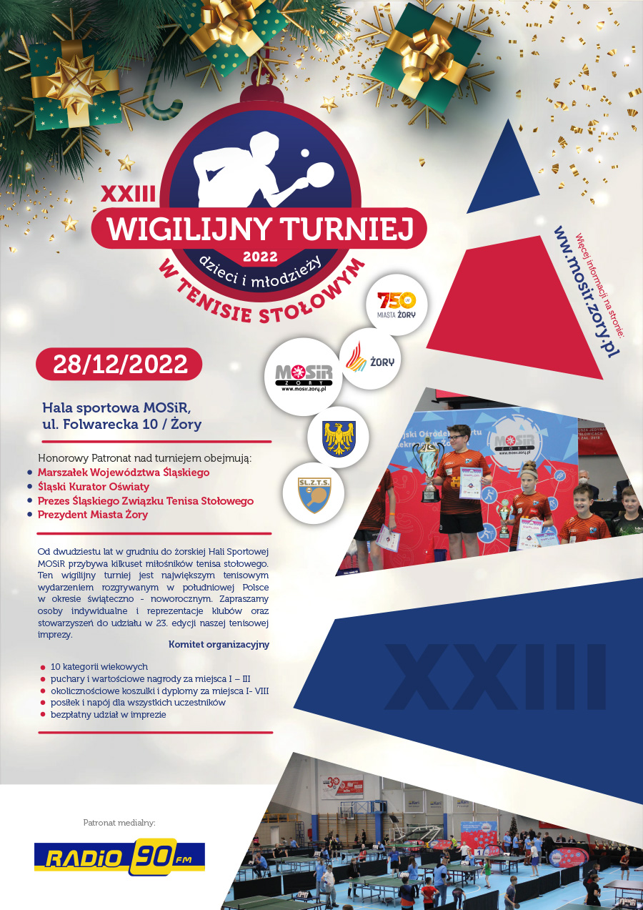 Przed nami XXIII Wigilijny Turniej Dzieci i Młodzieży w Tenisie Stołowym