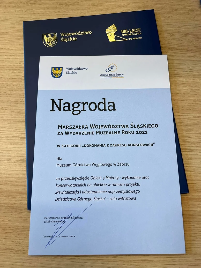 Kolejna nagroda za odrestaurowanie Sali Witrażowej w siedzibie Muzeum Górnictwa Węglowego