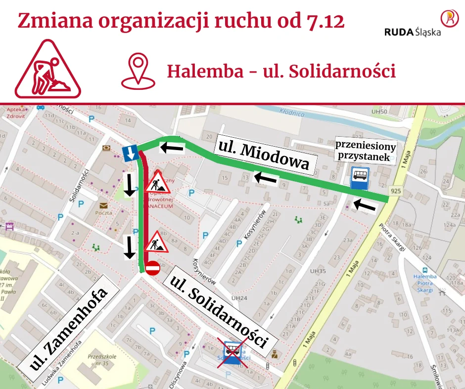 Uwaga kierowcy! Od 27.12 zmiana organizacji ruchu na ul. Solidarności!