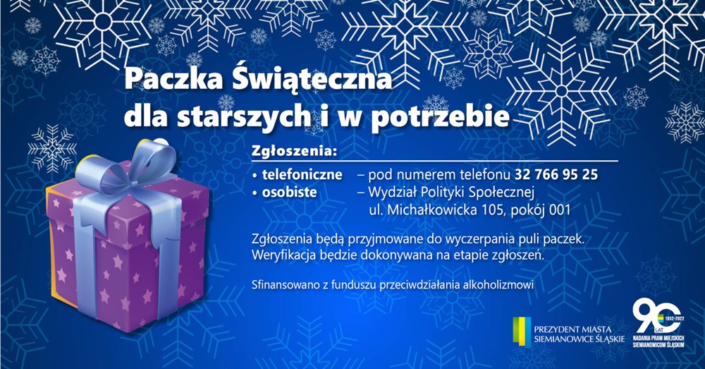 Świąteczne paczki dla starszych w potrzebie. Przyjmowane zgłoszenia w UM