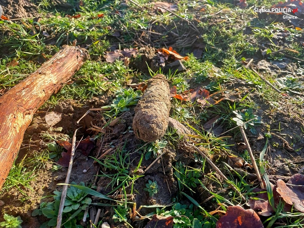 Niezabezpieczone znalezisko w Brzezince. Policjanci pilnowali niewybuchu