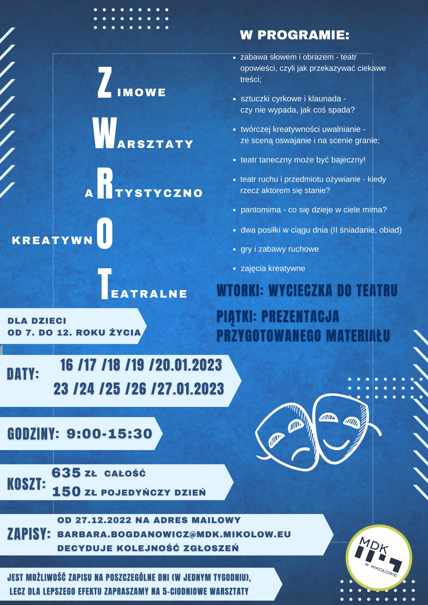 ferie zimowe zajcia mdk mikow