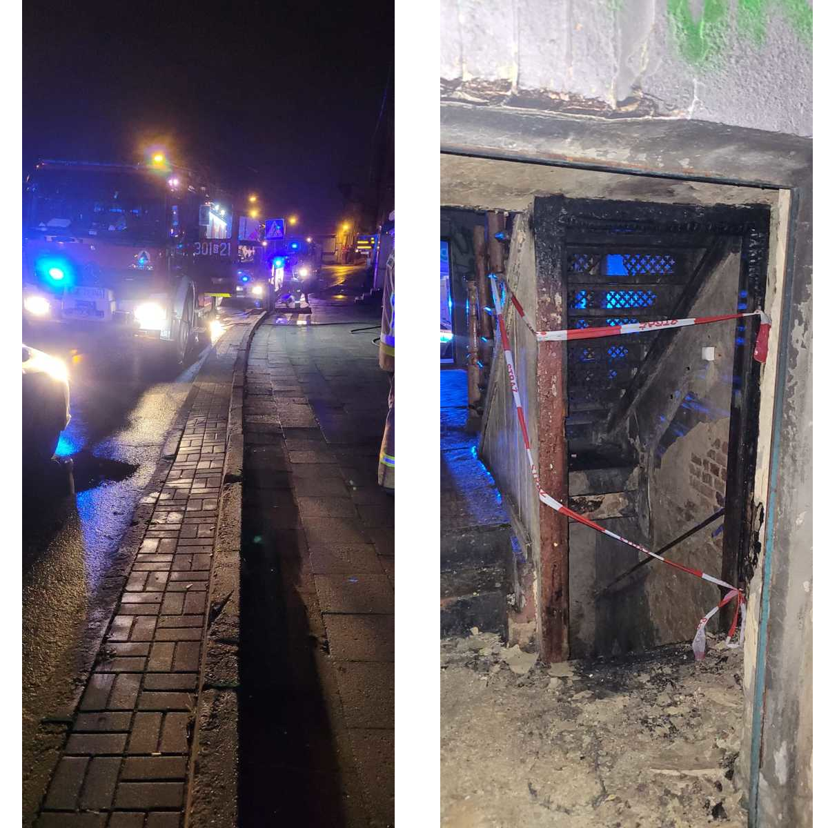 Policjanci ewakuowali mieszkańców z płonącego budynku