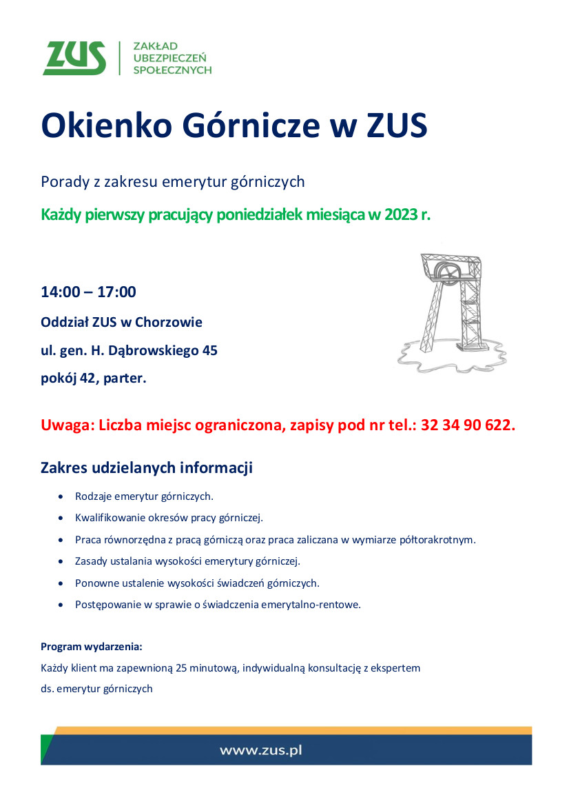 Rusza "okienko górnicze" w ZUS w Chorzowie