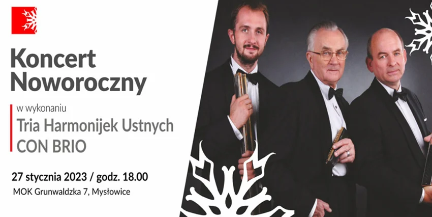 Noworoczny koncert Trio Con Brio. Bezpłatne widowisko w Mysłowicach