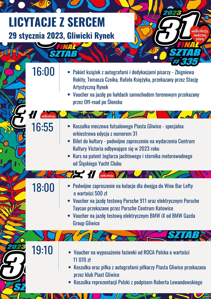 Licytacje podczas 31. Finału WOŚP. Sprawdź fanty z Gliwic!