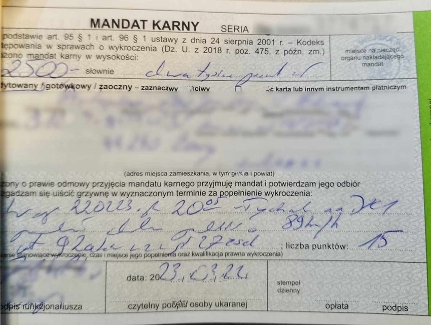 Przekroczył dozwoloną prędkość o 89 km/h. Pośpiech kosztował go ponad 2500 zł!