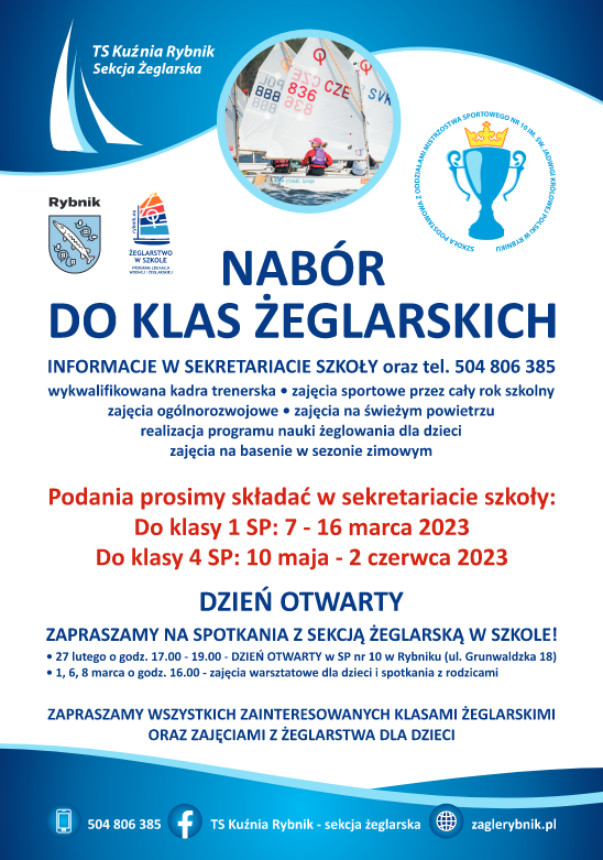 Klasy żeglarskie w Rybniku. Przyjdź na dzień otwarty!