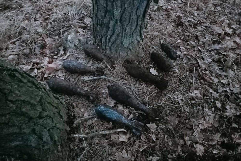 Porzucone w lesie powojenne niewybuchy. Znalazł je mieszkaniec Gostyni