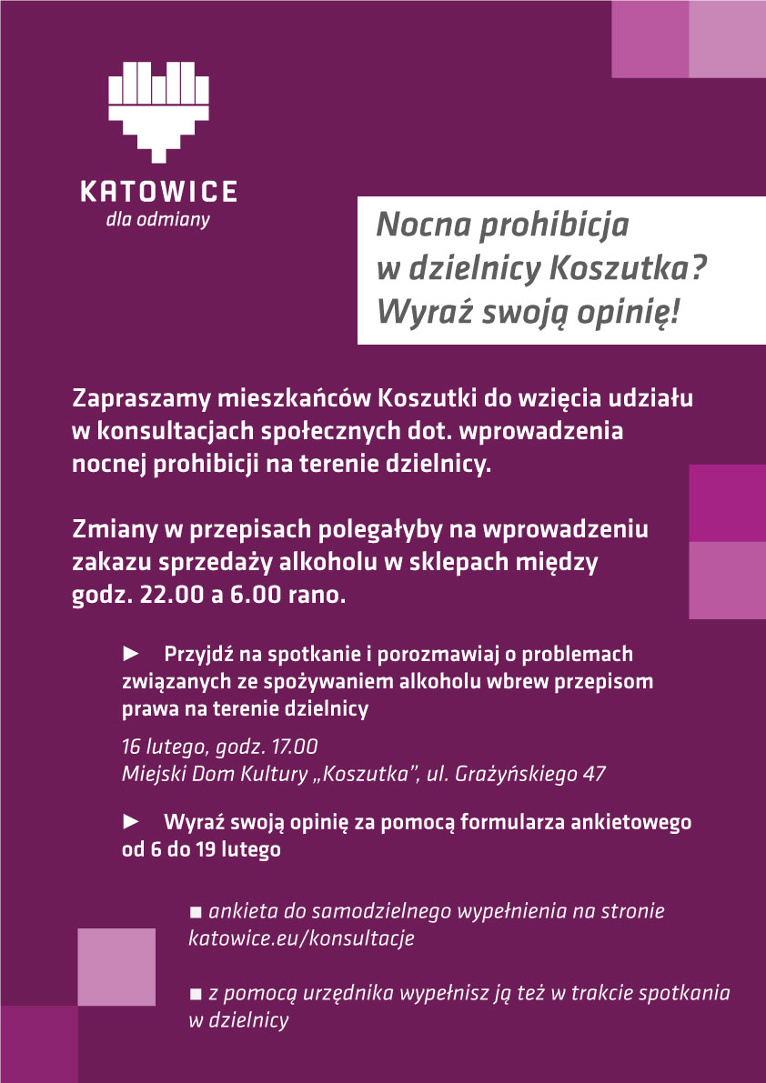 Ankieta ws. "nocnej prohibicji" dla mieszkańców Koszutki jest już dostępna