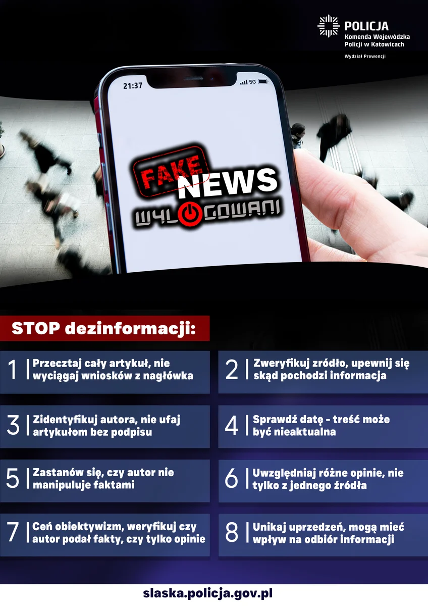 Miej fake newsy pod kontrolą! Policja kontynuuje kampanię "Wylogowani"