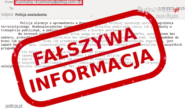 Policja ostrzega przed fałszywymi wiadomościami!