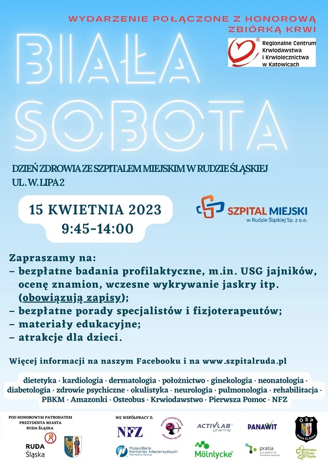 "Biała sobota" w Szpitalu Miejskim w Rudzie Śląskiej. Zapisy już ruszyły!