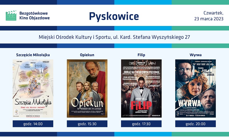 Seans kinowy w MOKiS. Propozycje filmowe w Pyskowicach