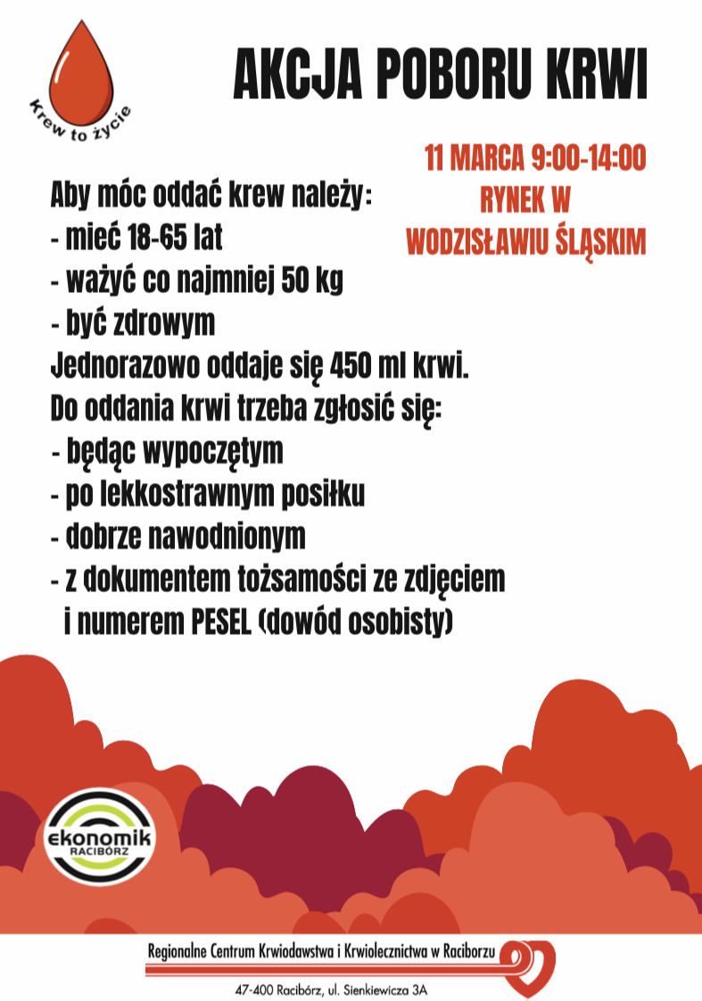 W sobotę możesz oddać krew na wodzisławskim Rynku!