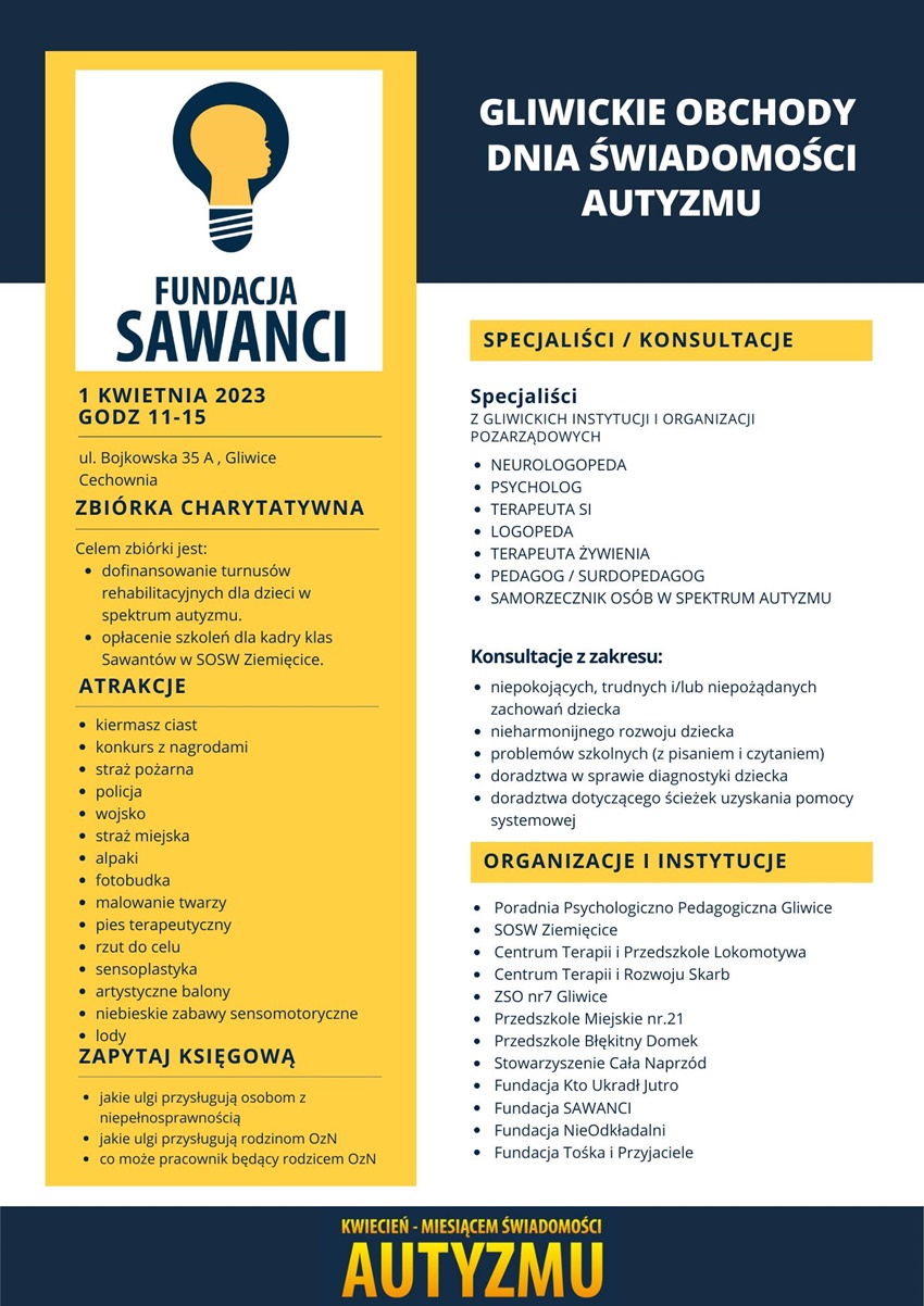 Światowy Dzień Świadomości Autyzmu w Gliwicach. Piknik integracyjny i zbiórka