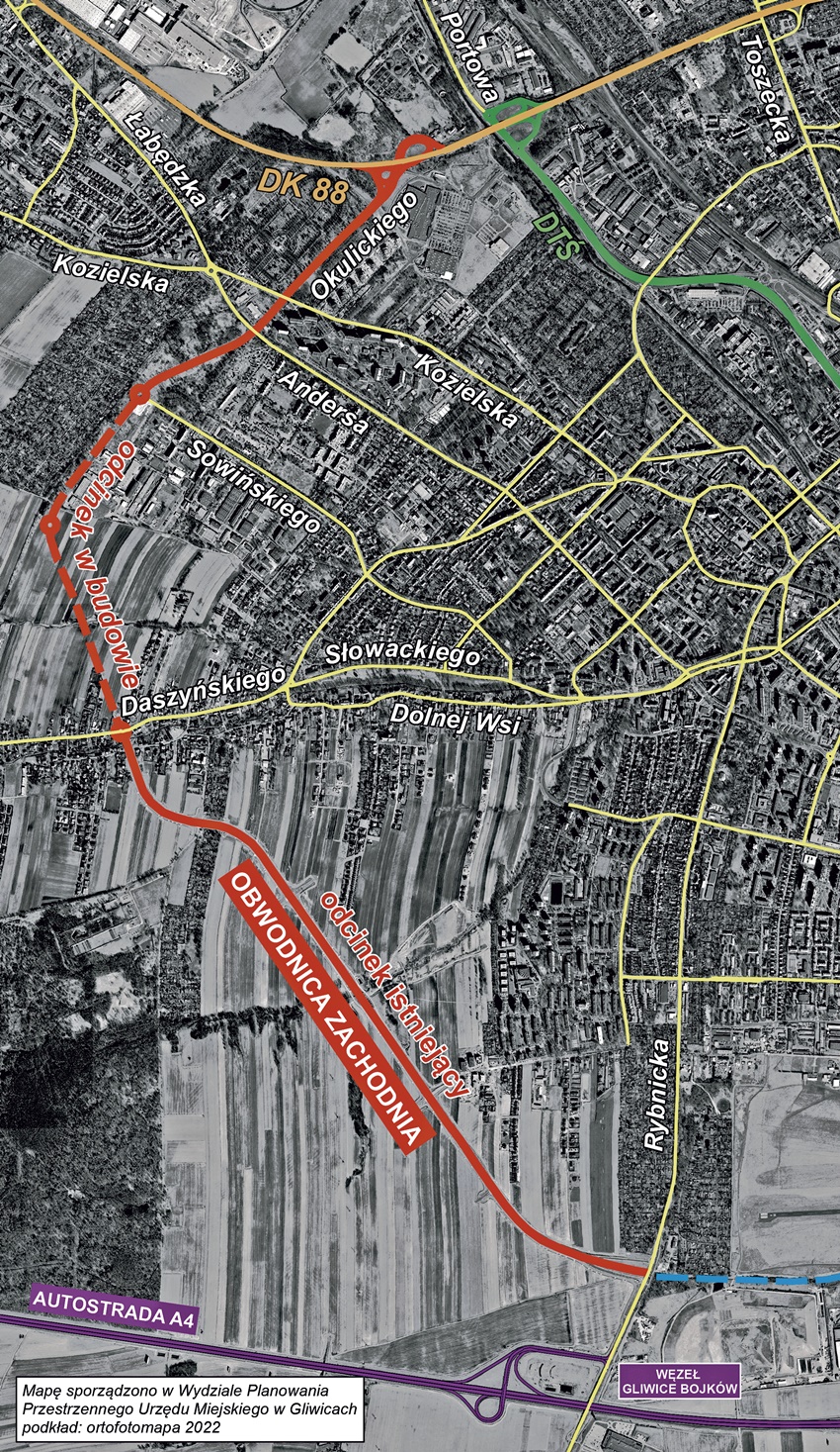 Zachodnia obwodnica w trakcie "domykania". Nowy odcinek przejmie ruch samochodowy z DK 78