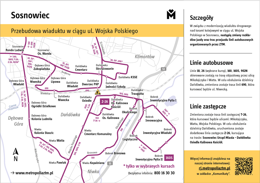 Sosnowiec: Zamknięcie wiaduktu nad torami PKP przy ul. Wojska Polskiego coraz bliżej