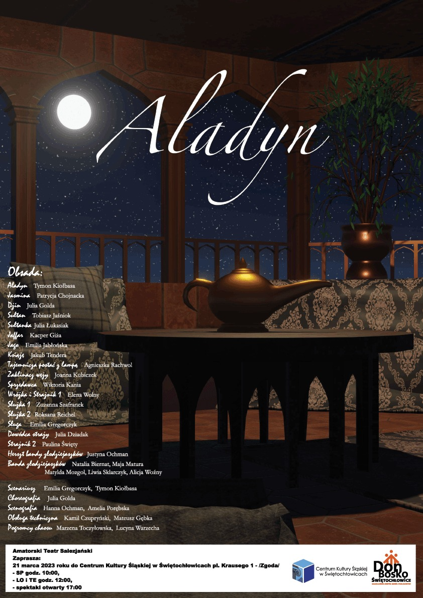 Spektakl "Aladyn" w wykonaniu koła teatralnego SZSP Don Bosko