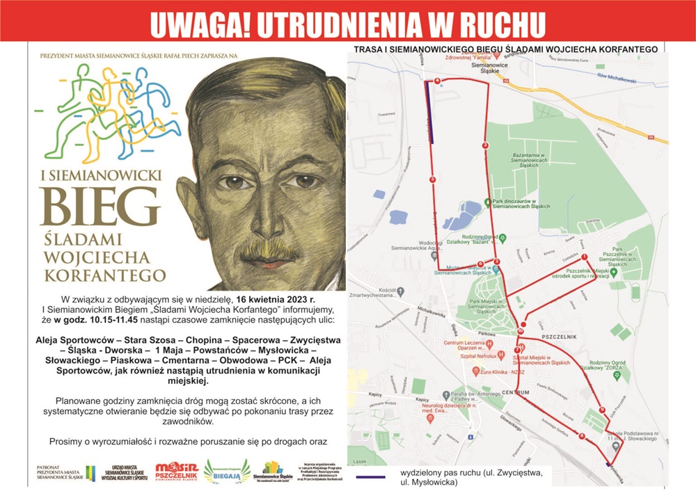 I Siemianowicki Bieg "Śladami Wojciecha Korfantego". Uwaga na utrudnienia w ruchu!