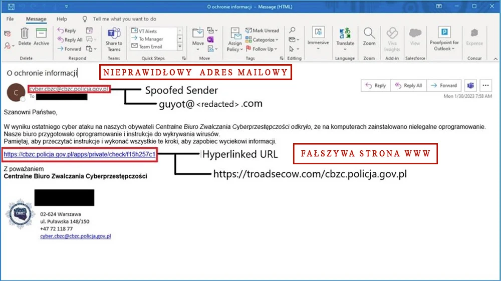 Oszuści podszywają się pod CBZC. Policjanci ostrzegają przed fałszywymi mailami!