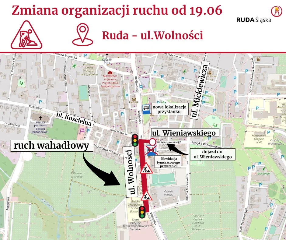 Przebudowa ul. Wolności: Od 19 czerwca kolejna zmiana w organizacji ruchu!