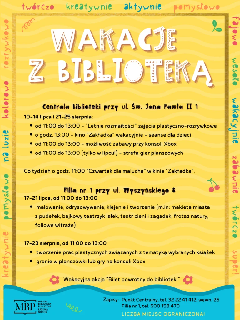 Wakacje z łaziską biblioteką. Sprawdź program letnich atrakcji
