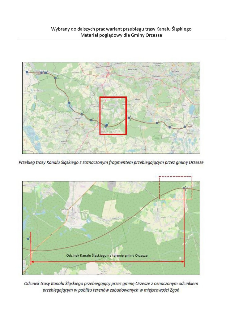 Ministerstwo o przebiegu Kanału Śląskiego przez Orzesze