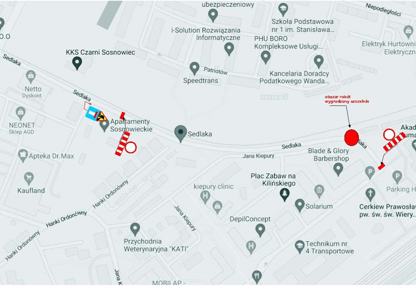 Sosnowiec: Zamknięcie fragmentu ulicy Sedlaka