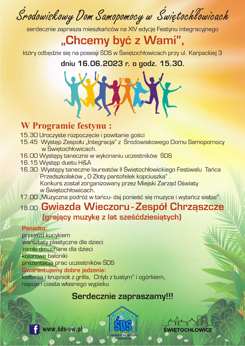 Środowiskowy Dom Samopomocy w Świętochłowicach zaprasza na festyn "Chcemy być z Wami"