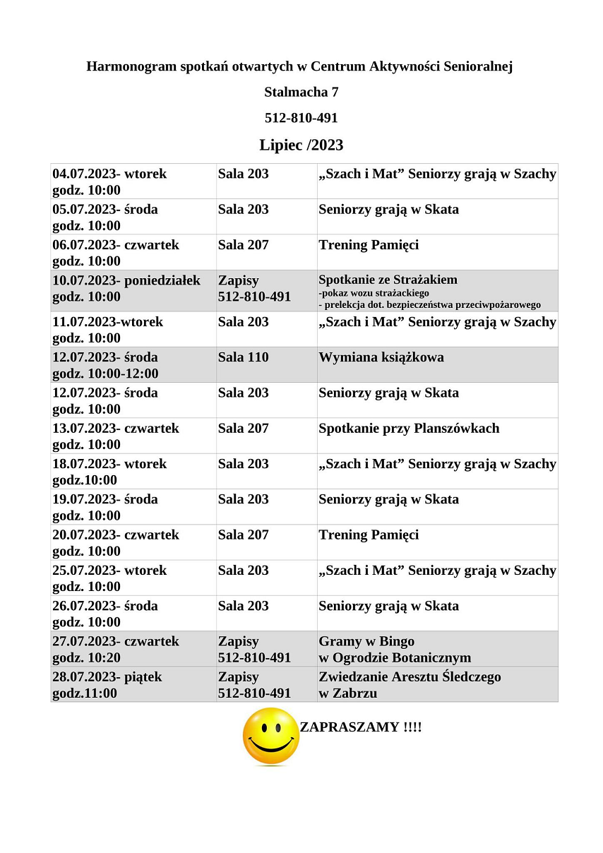 Propozycje Centrum Aktywności Senioralnej na spędzenie lipcowych dni