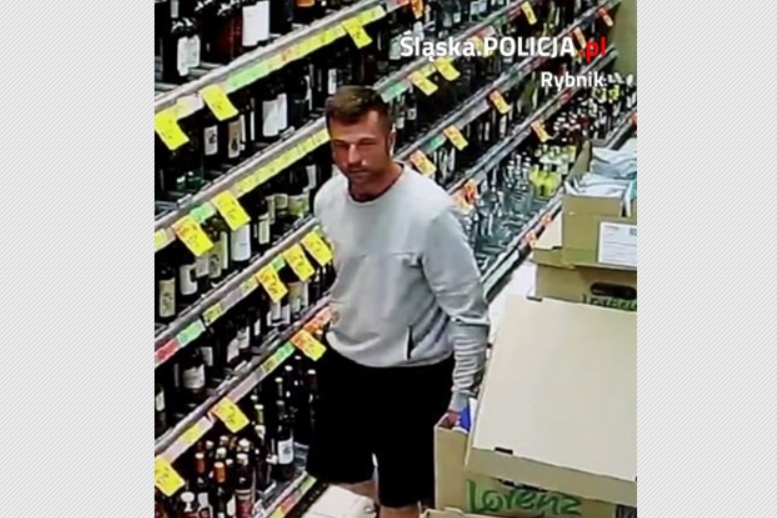 Kradzież produktów alkoholowych i spożywczych w Rybniku. Poznajesz tego mężczyznę?