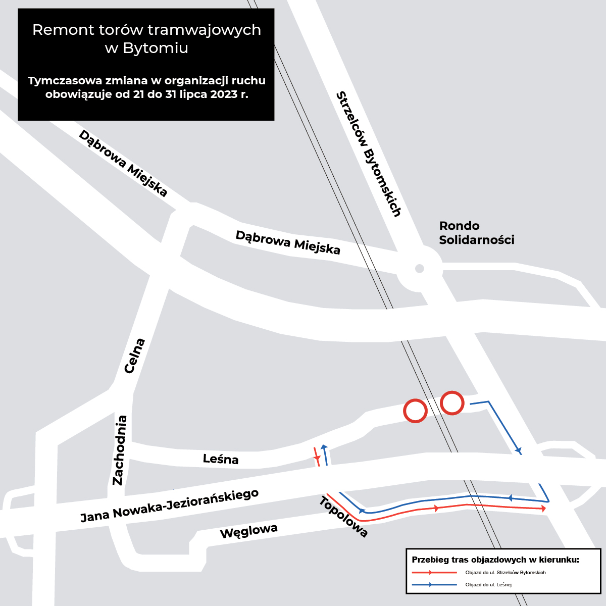 Przejazd drogowo-tramwajowy na ul. Leśnej nieprzejezdny od 21 lipca