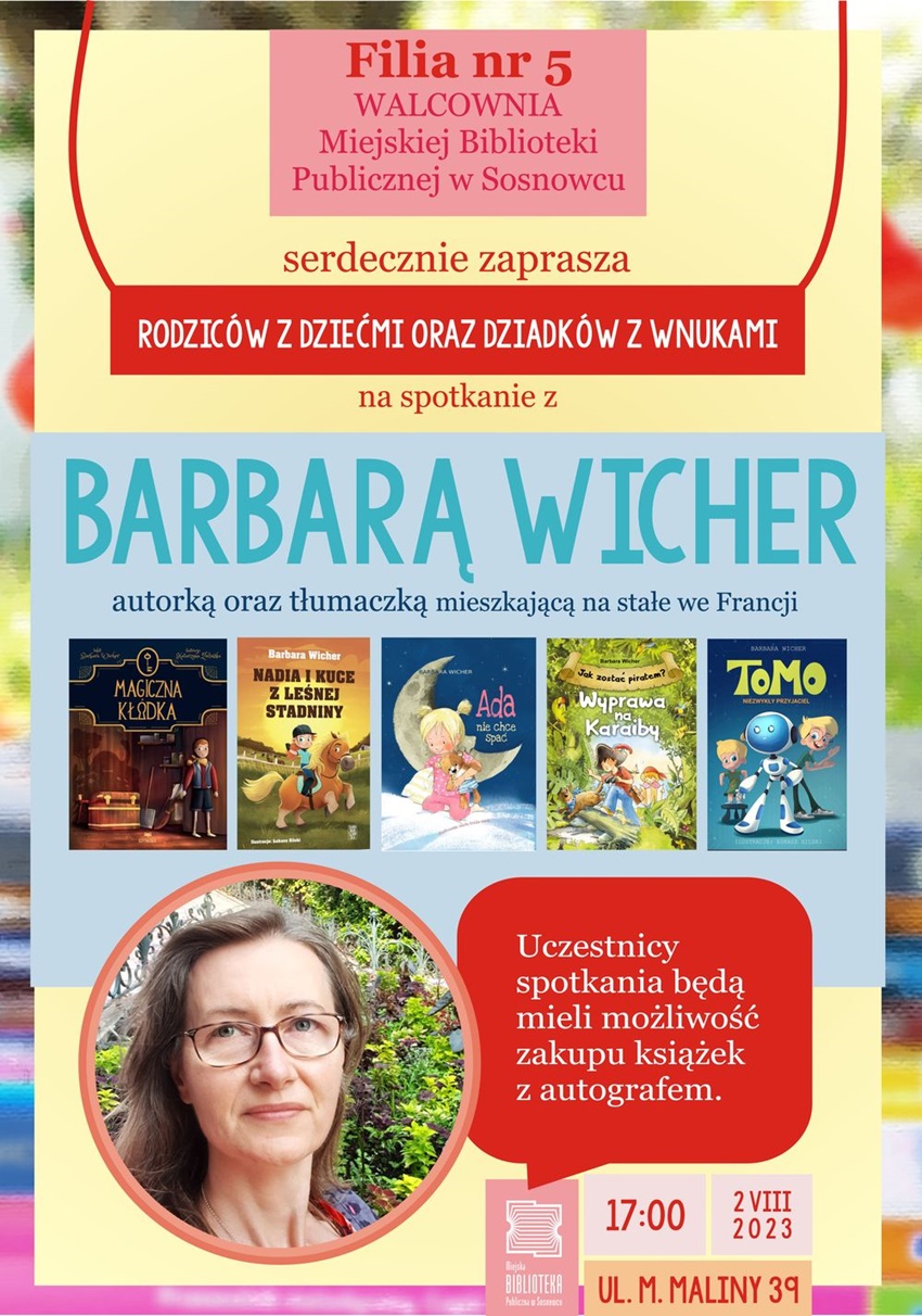 Spotkanie autorskie z Barbarą Wicher w sosnowieckiej bibliotece