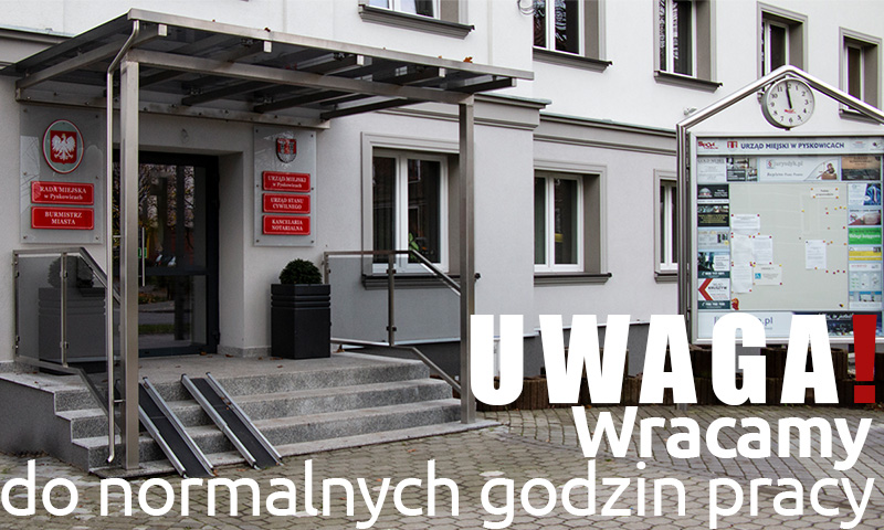 Od 1 września urząd wraca do zwykłych godzin pracy