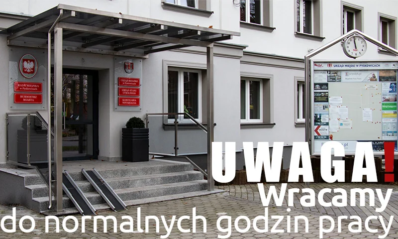 Od 1 września urząd wraca do zwykłych godzin pracy