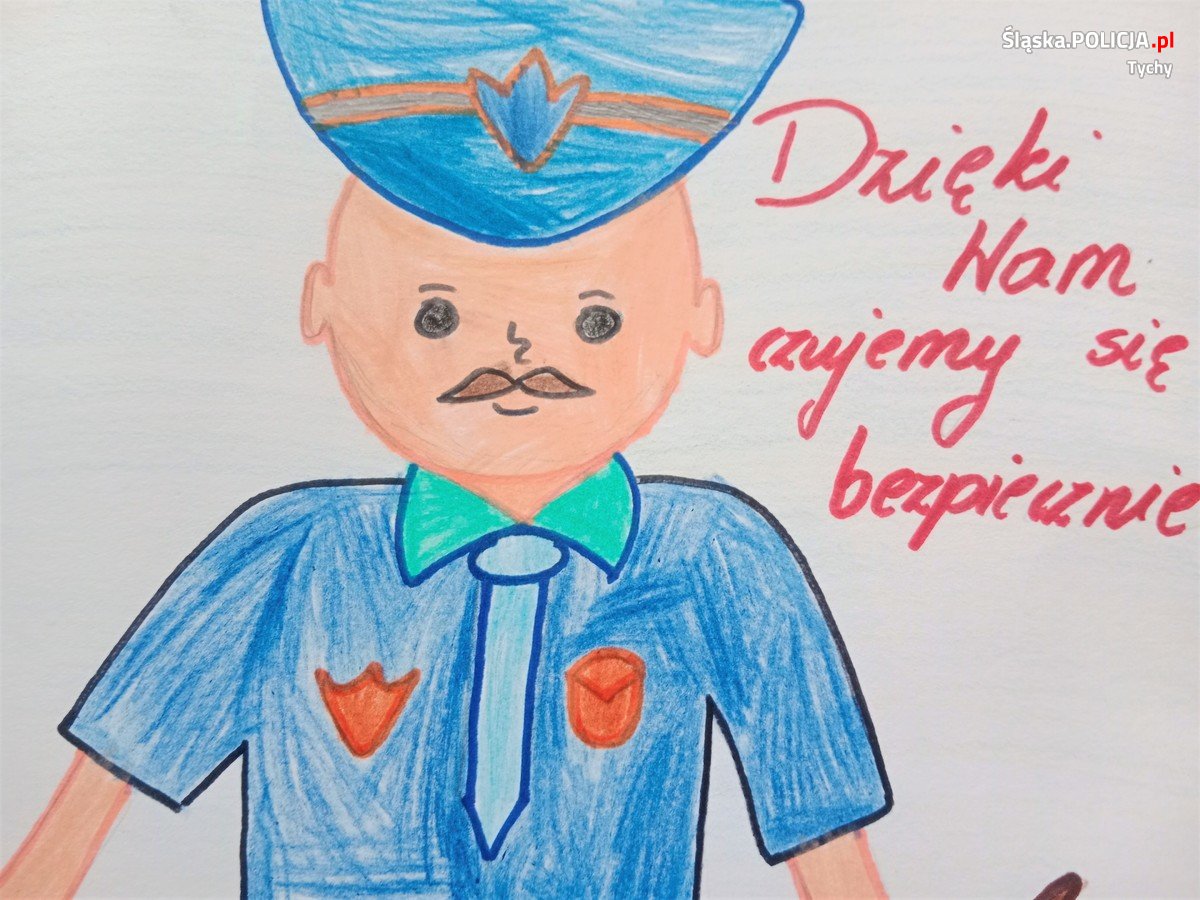 „Dzięki wam czujemy się bezpiecznie” - podziękowania dzieci dla tyskich policjantów