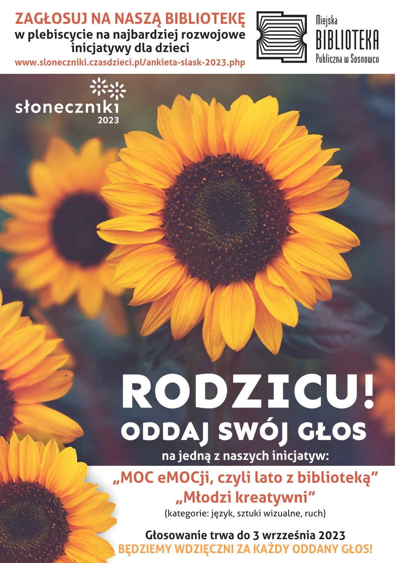 Plebiscyt "Słoneczniki 2023". Zagłosuj na inicjatywę sosnowieckiej biblioteki!